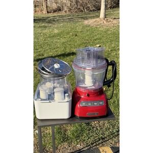 KitchenAid Red Food Processor w/ Accessories Discs Storage Case Tested